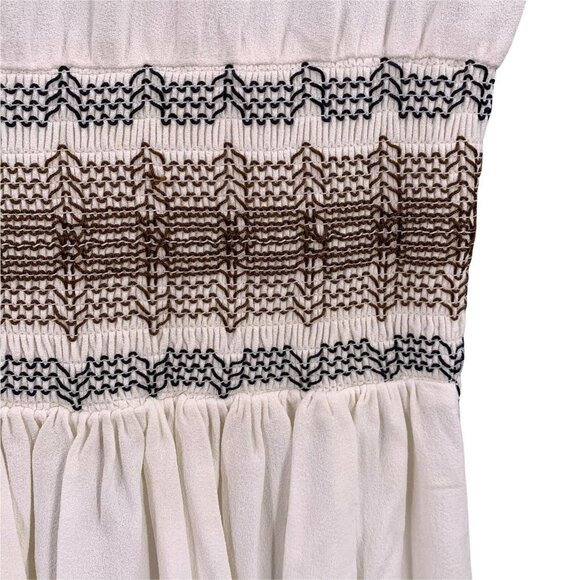 Authentic Prada Off-White Smocked Waist Crepe Dress Size Small - Picture 4 of 9